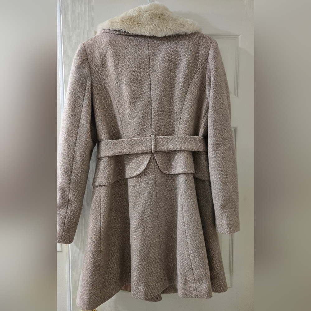 Jessica Simpson | Women's Pink & Gray Coat with Faux Fur Collar - Picture 2 of 5